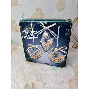 Vintage Victorian Floral Glass Christmas Ornaments